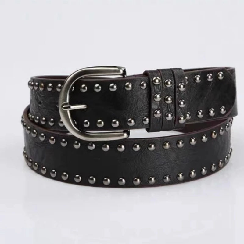 retro rivet Midnight Rebellion Skull & Rhinestone Belt
