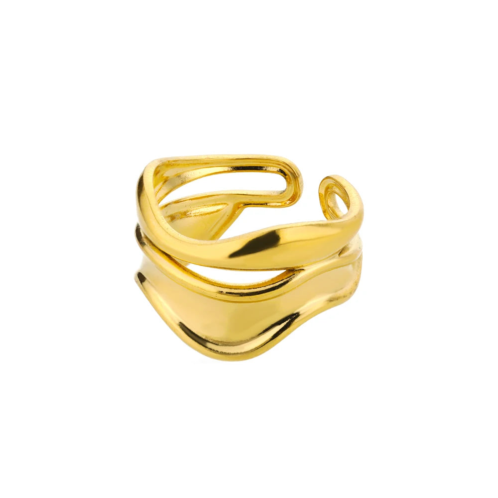 Adjustable Luxe Geometric 316L Gold Rings – The Ultimate All-Day Statement 48 Pieces