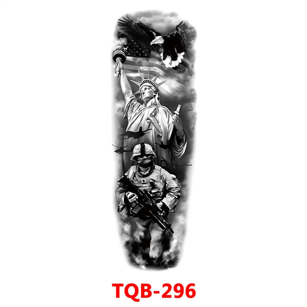 Large Waterproof Full Arm Temporary Tattoo – Intricate Totem & Geometric Sleeve Sticker