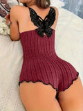 Ethereal Butterfly Embroidered Lace Bodysuit – Romantic Summer Sleepwear