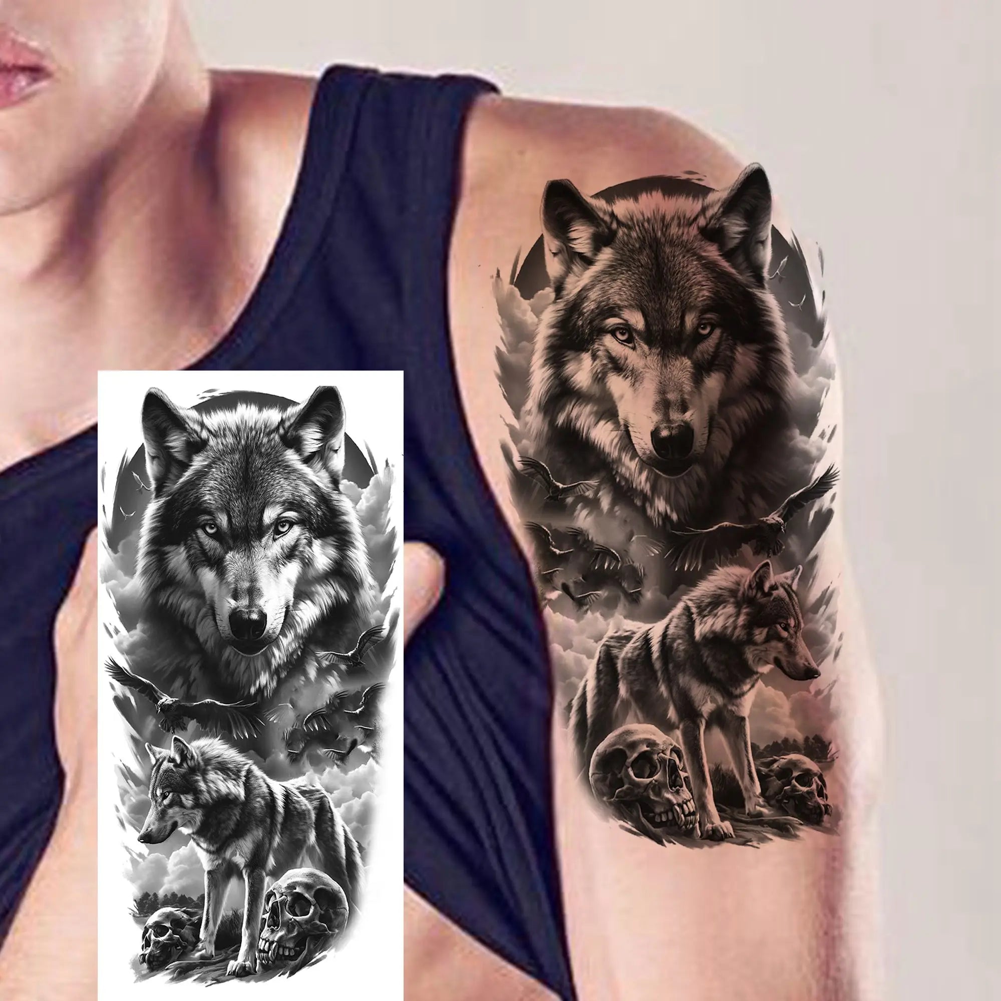 Premium Waterproof Realistic Tattoo Sticker – Majestic Lion & Tiger Designs for Arm & Leg