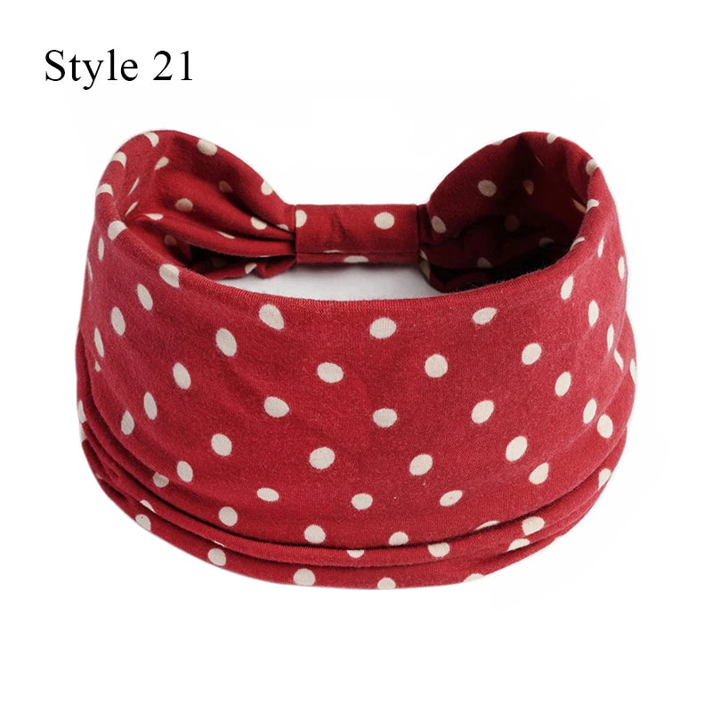 Women's Bohemian Wide Hair Band – Soft Stretchy Floral Turban for Sports, Yoga & Casual Fashion