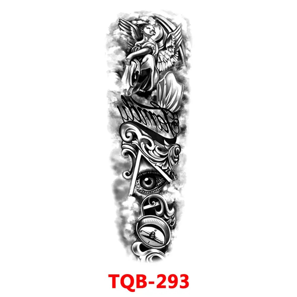 Large Waterproof Full Arm Temporary Tattoo – Intricate Totem & Geometric Sleeve Sticker