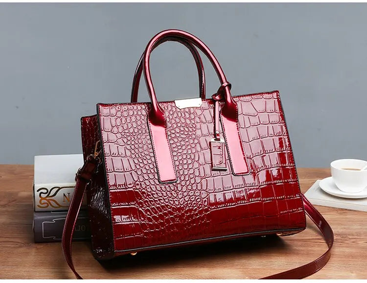 Signature Crocodile Texture Shopper – Sophisticated Luxury Work Tote