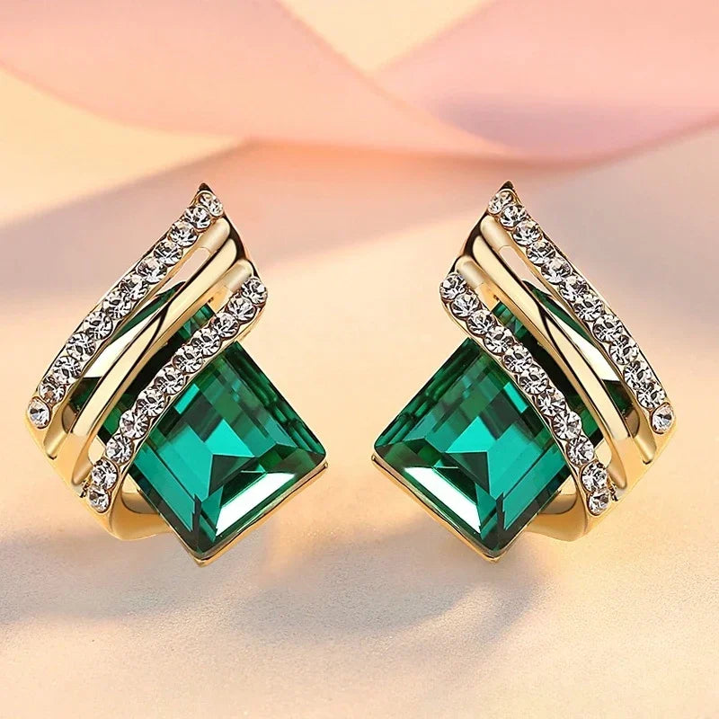 Gold-plated Zircon Earring Crystal  Engagement  for women