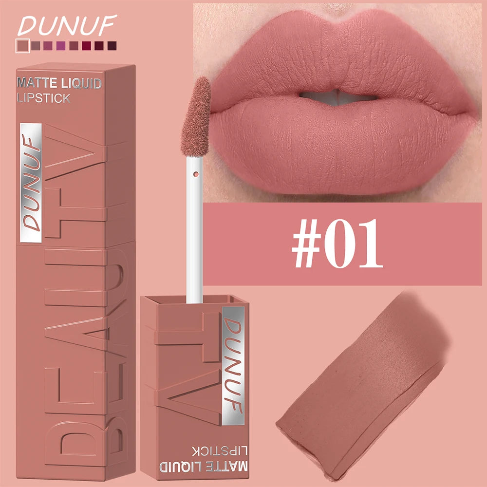 LUX LADY Square-Tube Velvet Matte Lipstick – 8-Color Plumping Lip Glaze