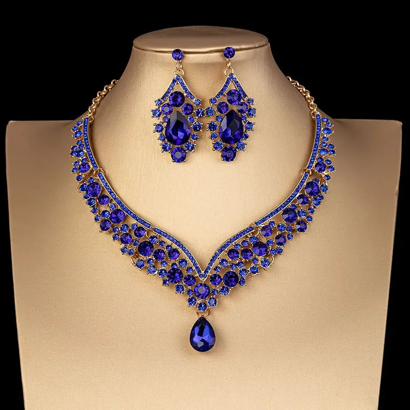 The Royal Radiance AB Crystal Set – Iridescent Necklace & Earring Suite