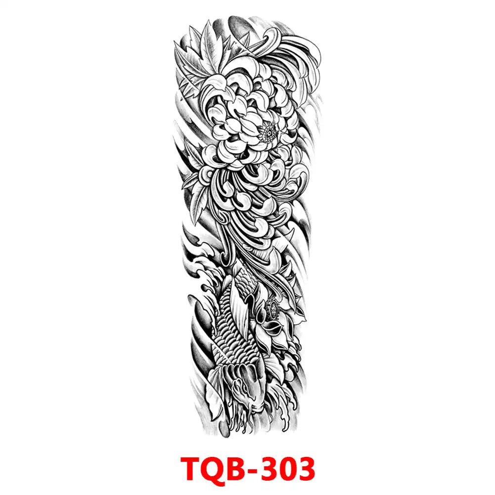 Large Waterproof Full Arm Temporary Tattoo – Intricate Totem & Geometric Sleeve Sticker