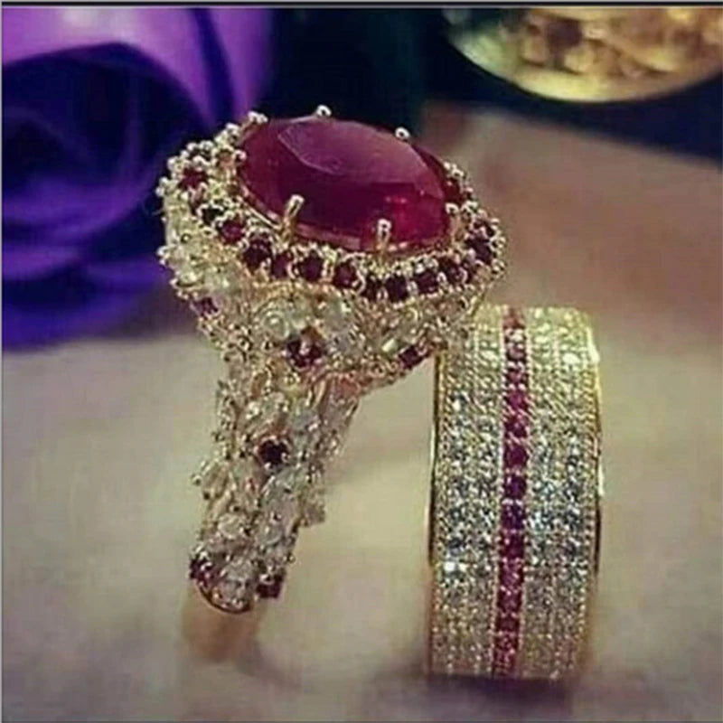 Princess Cut Cubic Zirconia Bridal Ring Set – Elegant Wedding Band & Engagement Ring for Her