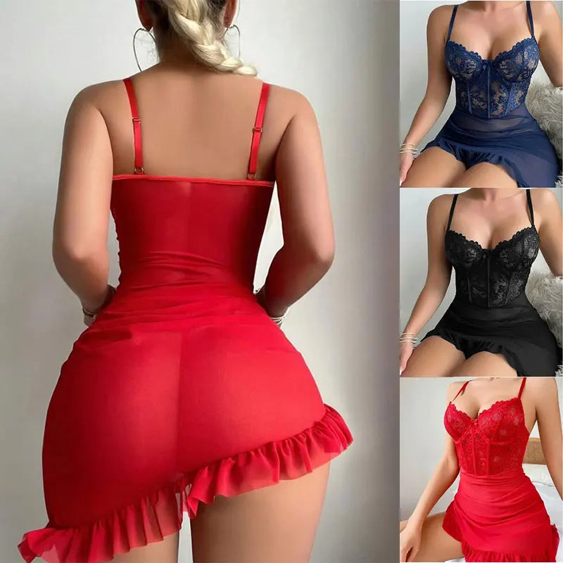 Siren Mesh Ruffle Corset Dress