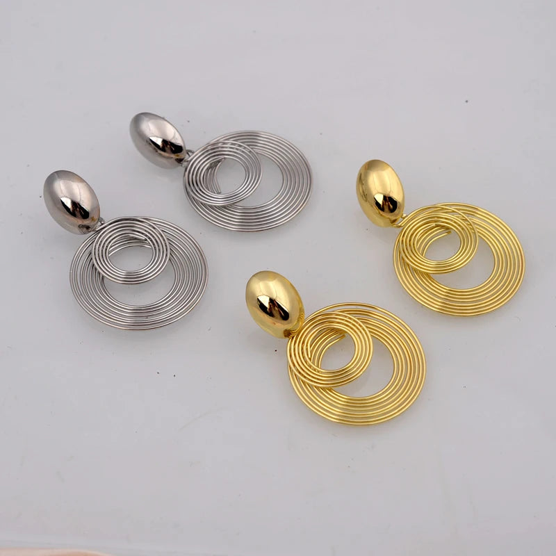 The "Modern Muse" Oversized Geometric Statement Earrings – Gold & Silver