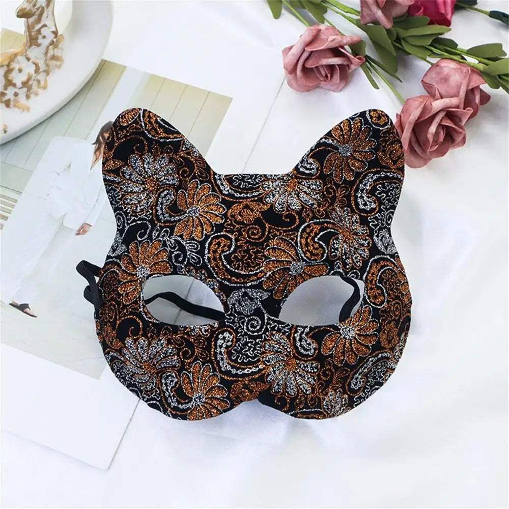 Mysterious Elegance Enchanting Lace Cat & Fox Masquerade Mask for Parties & Events