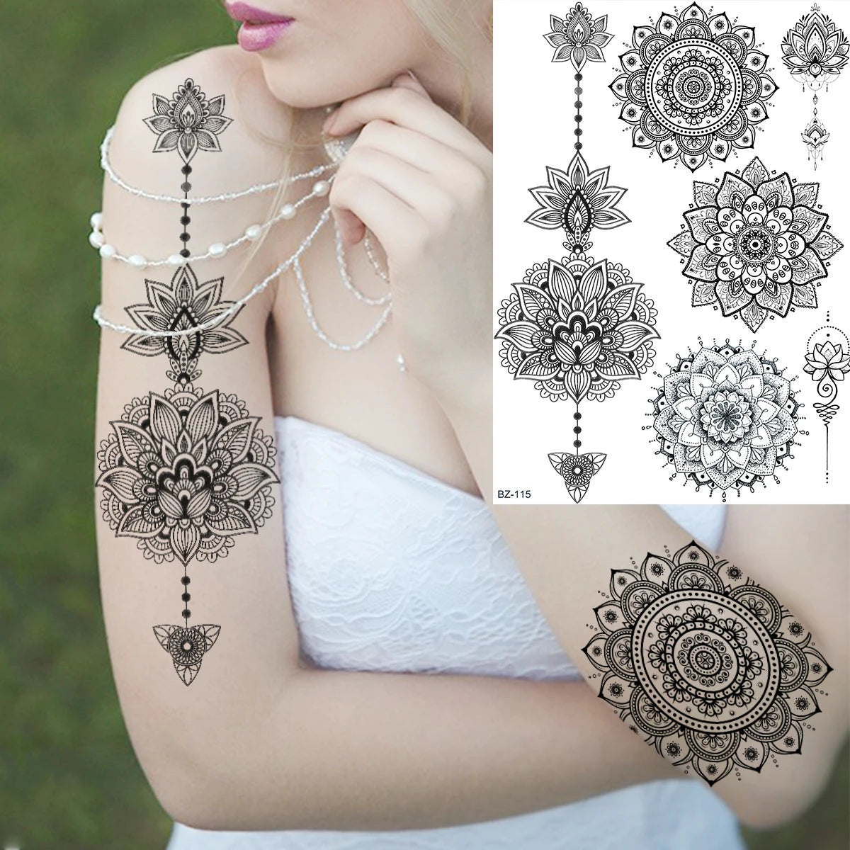 Sexy Waterproof Temporary Tattoo – Floral Mandala, Lotus & Animal Designs for Chest & Underboob