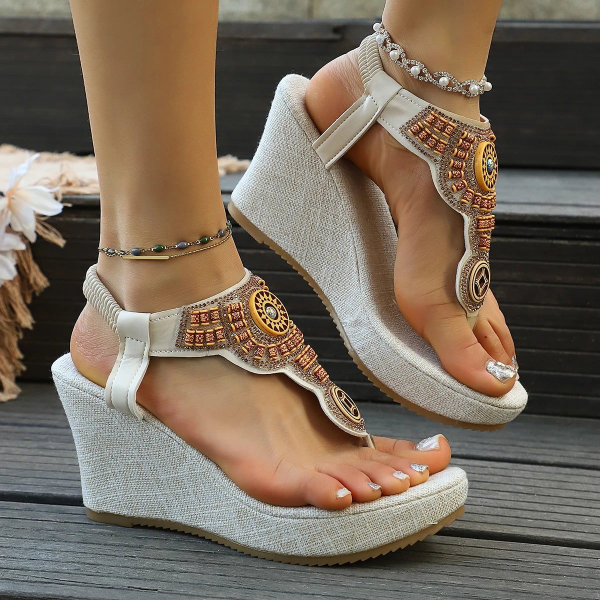 The Rock-Chic Rivet Wedge | Vintage-Inspired Platform Sandal Effortless Style & Support