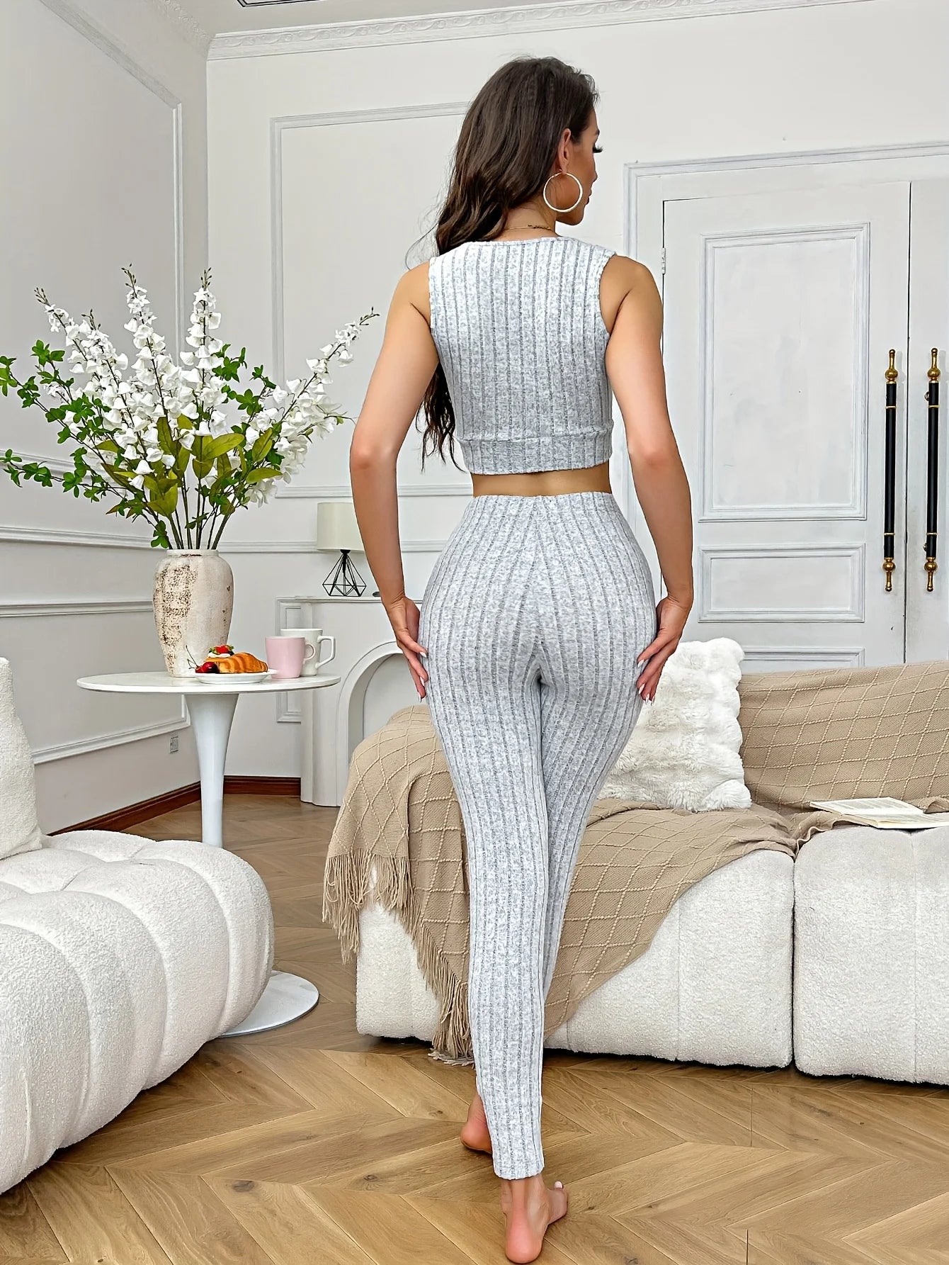 The Everyday Set: V-Neck Slim-Fit Lounge Tank & Long Pants | Modern Athleisure
