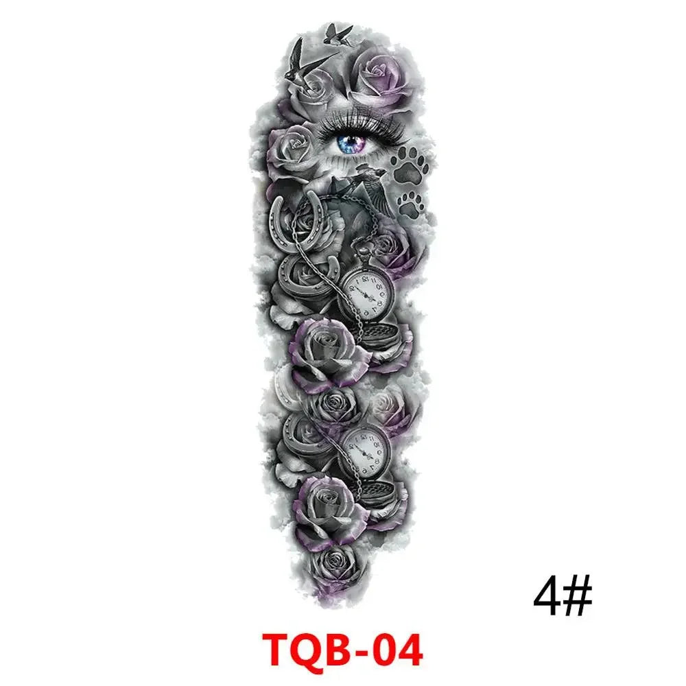 Unisex Full Arm Temporary Tattoo Sticker – Premium Old School Skull Body Art