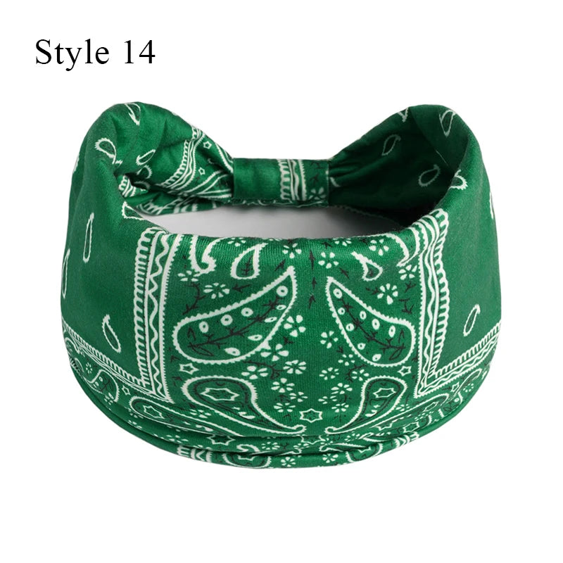 Women's Bohemian Wide Hair Band – Soft Stretchy Floral Turban for Sports, Yoga & Casual Fashion