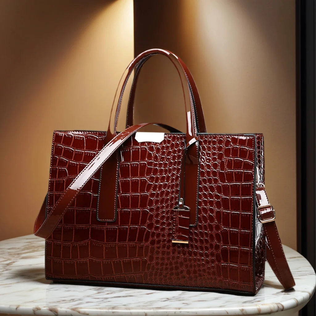 Signature Crocodile Texture Shopper – Sophisticated Luxury Work Tote