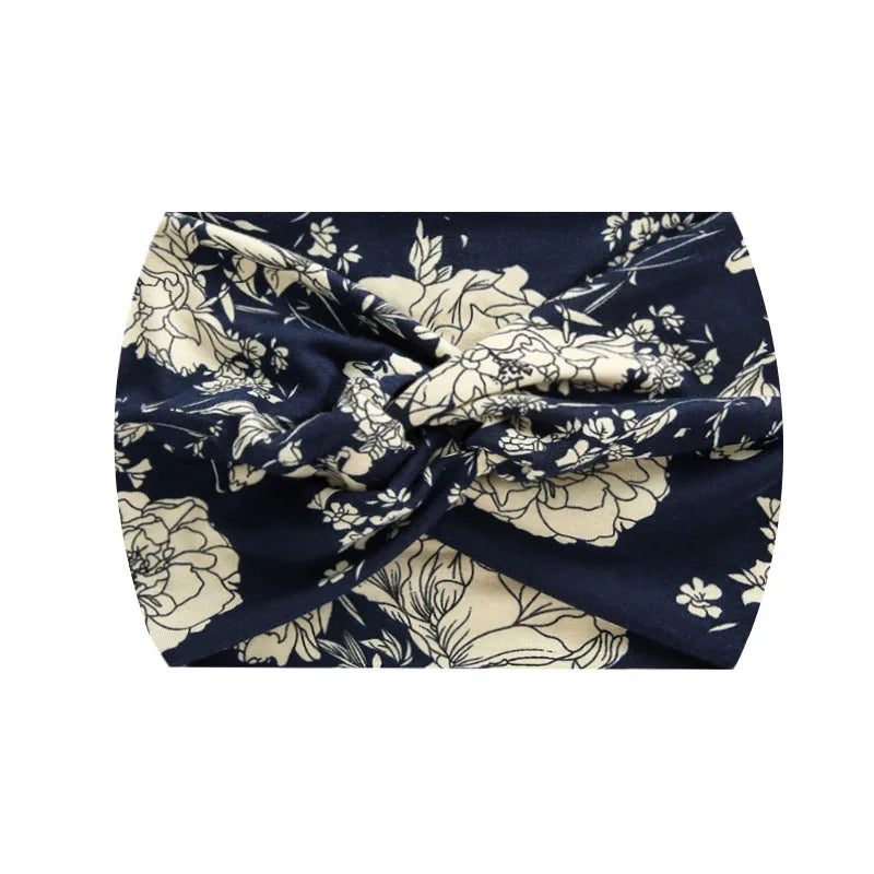 Extra-Wide 18cm Bohemian Headband – Stretchy Printed Turban Wrap for Fitness & Everyday Style