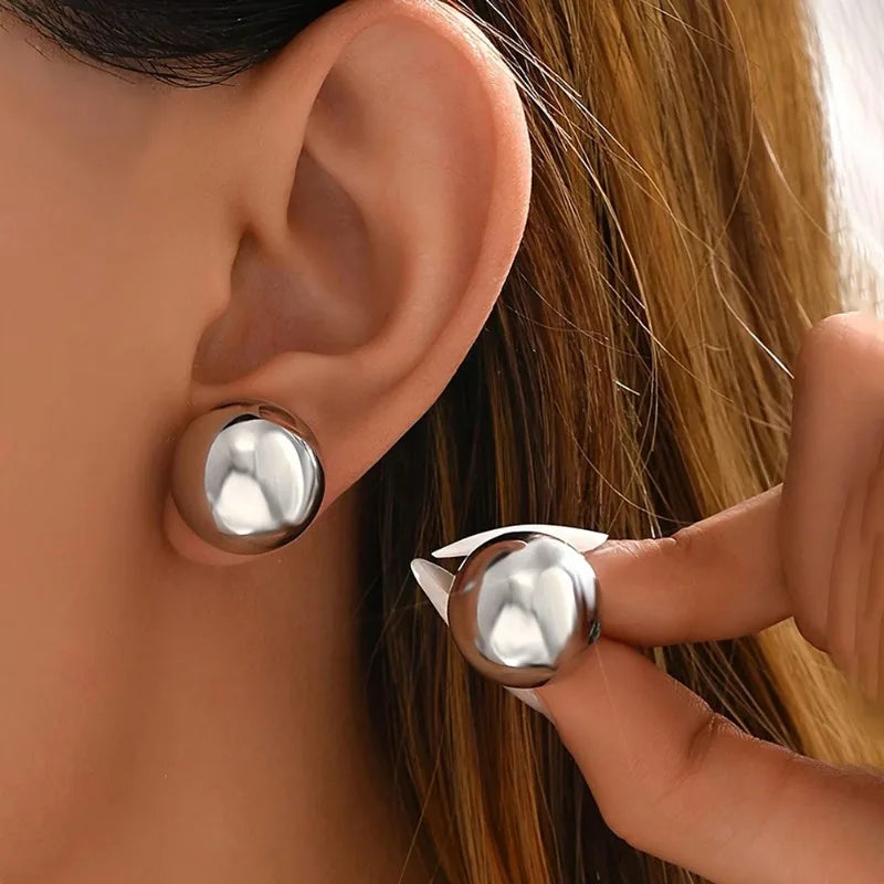 Bold Dome Ball Studs – Trendy Geometric Fashion Earrings for Her