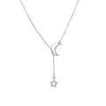 Celestial Crescent Lariat Necklace