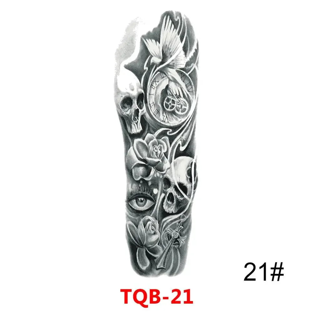 Unisex Full Arm Temporary Tattoo Sticker – Premium Old School Skull Body Art