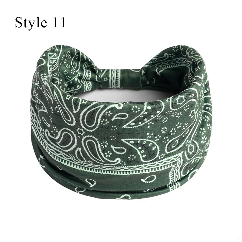 Women's Bohemian Wide Hair Band – Soft Stretchy Floral Turban for Sports, Yoga & Casual Fashion