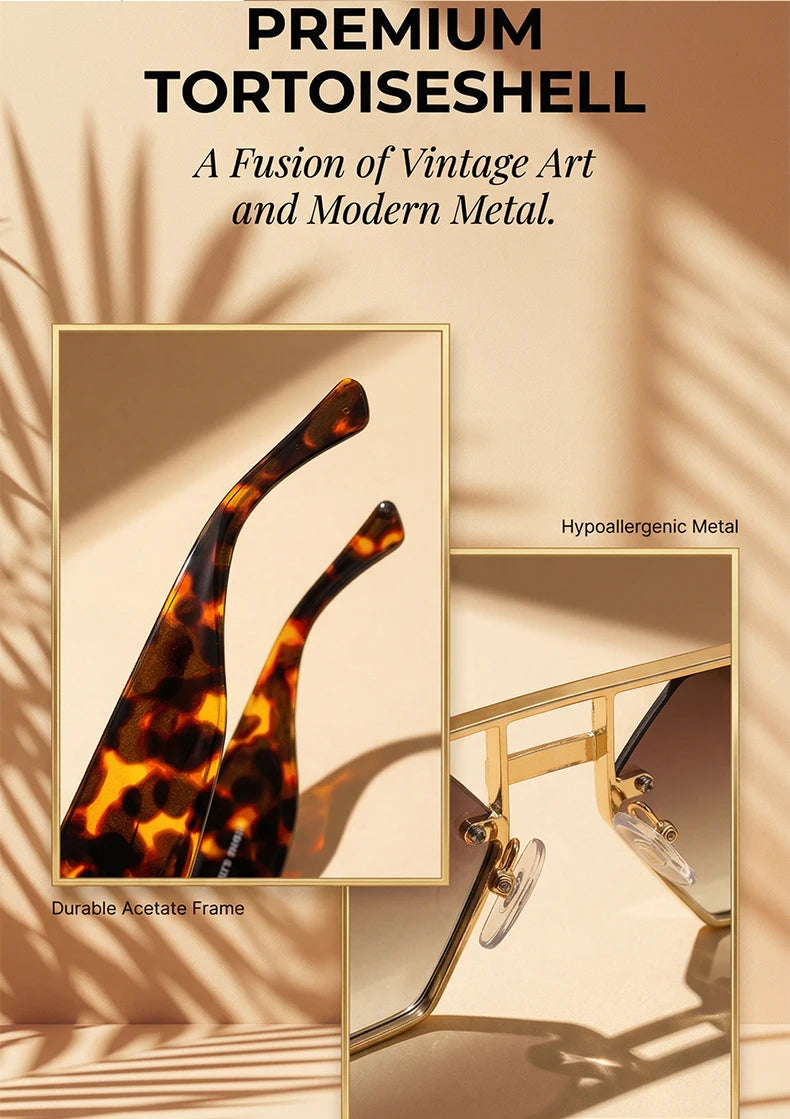 Steampunk Rectangle Avant-Garde Oversized Geometric Shield Sunglasses
