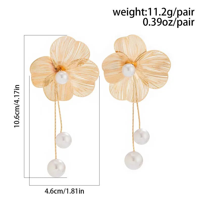 Fleur-de-Pearl Oversized Drop Earrings