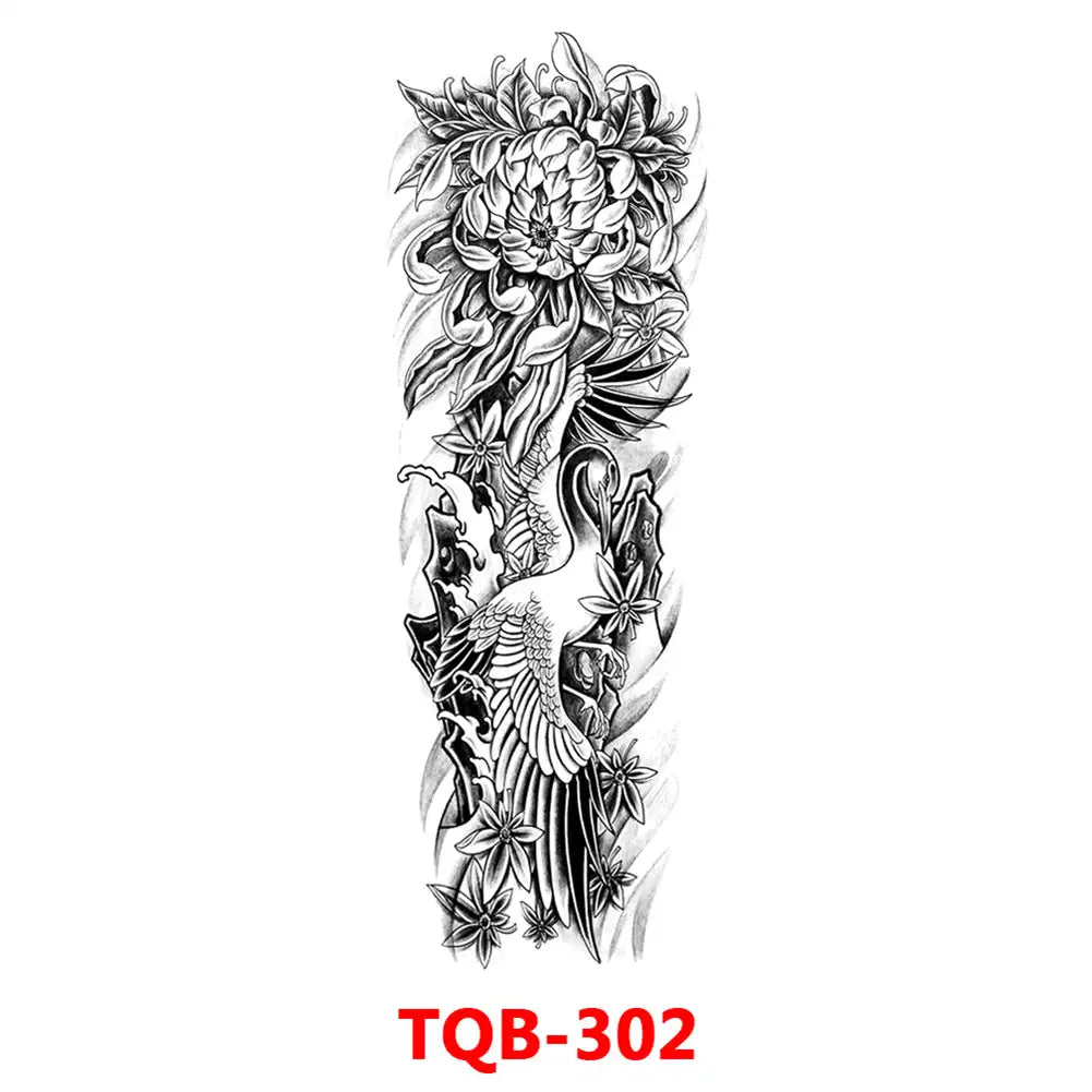 Large Waterproof Full Arm Temporary Tattoo – Intricate Totem & Geometric Sleeve Sticker