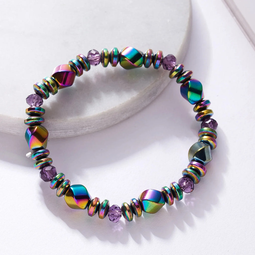 Colored Magnetic Energy Bracelet FOR Health Care Therapy Slim The Body Irregular Natural Stone