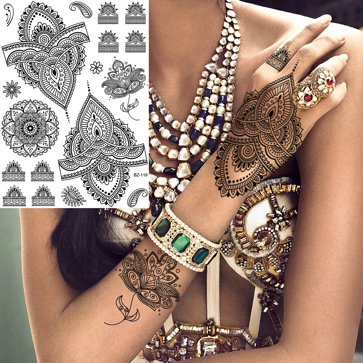 Sexy Waterproof Temporary Tattoo – Floral Mandala, Lotus & Animal Designs for Chest & Underboob