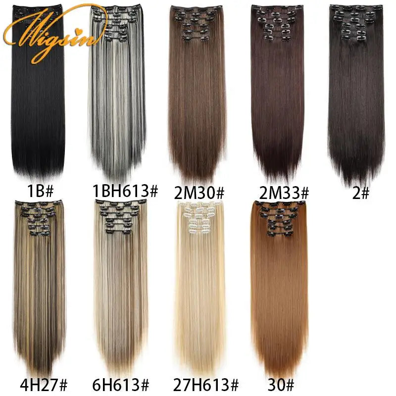6Pieces/Set Luxe Length Transformation Kit – 24-Inch Silky Straight Synthetic Extensions