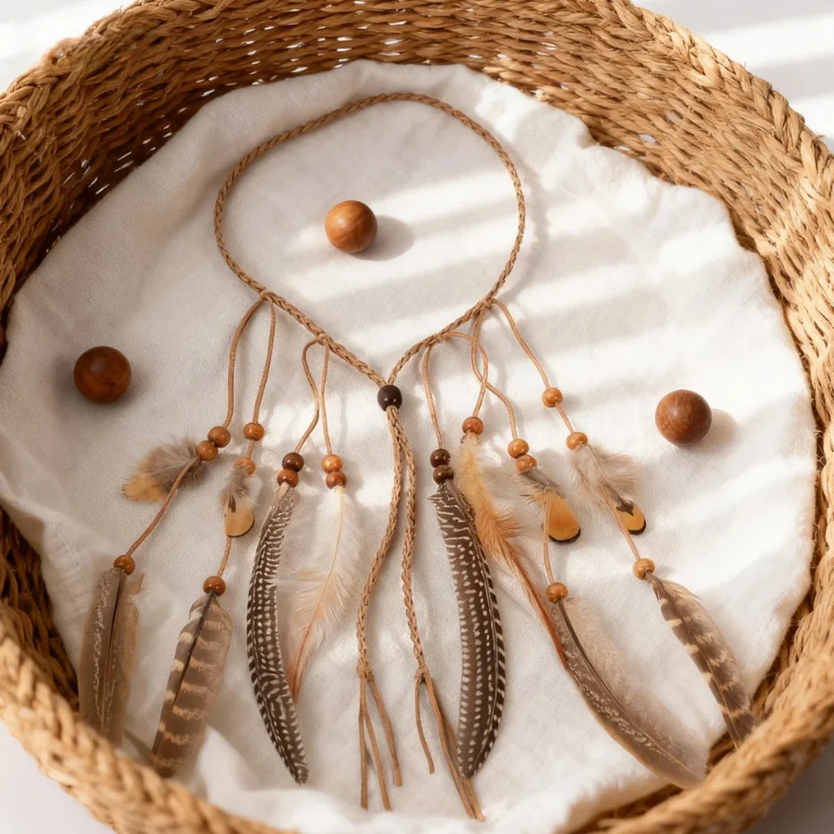 The Wanderer’s Feather Headband: Vintage-Inspired Boho Hair Accessory for Effortless Festival Style