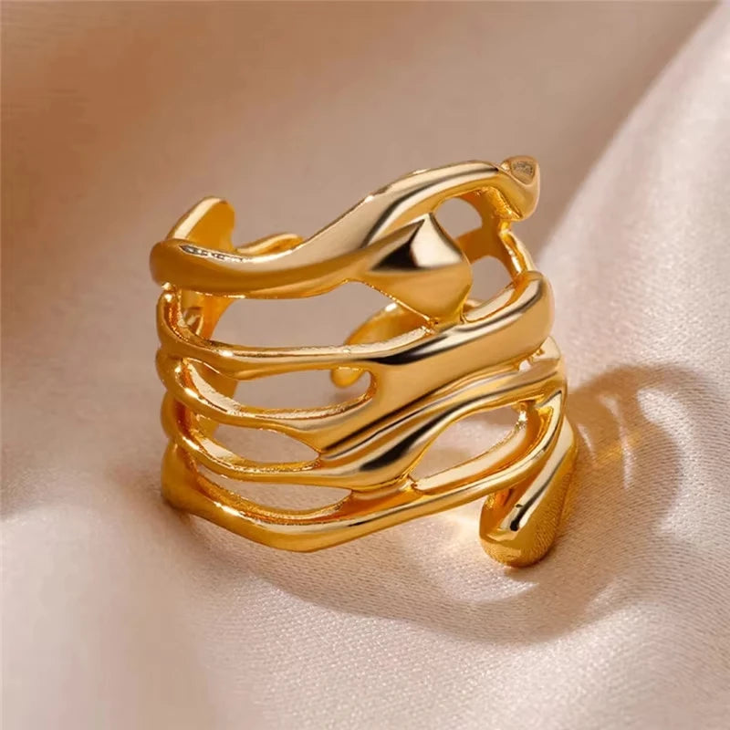 Adjustable Trendy Celestial Protection Geometric Ring Collection