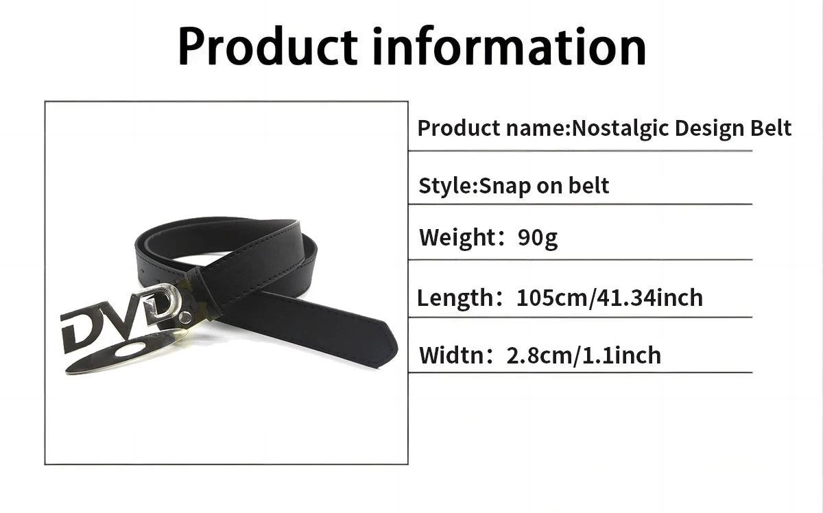 Nostalgic Design Niche Belt DVD Decoration Paired with Jeans Belt Versatile Fashion Design Sense