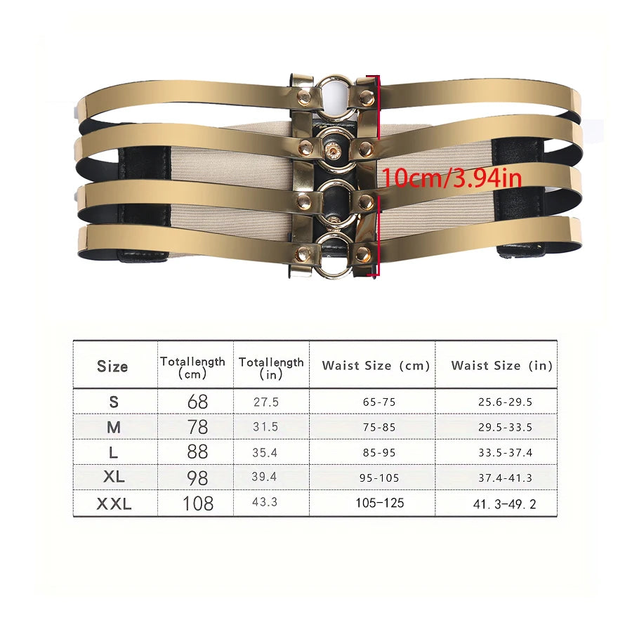 Metallic Multi-Strap Corset Waist Belt – High-Glam Elastic Cinch