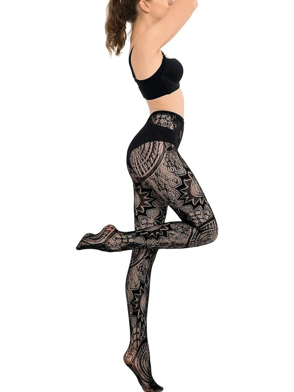 Obsidian Mesh: Tattoo-Lace & Hollow Fishnet Pantyhose