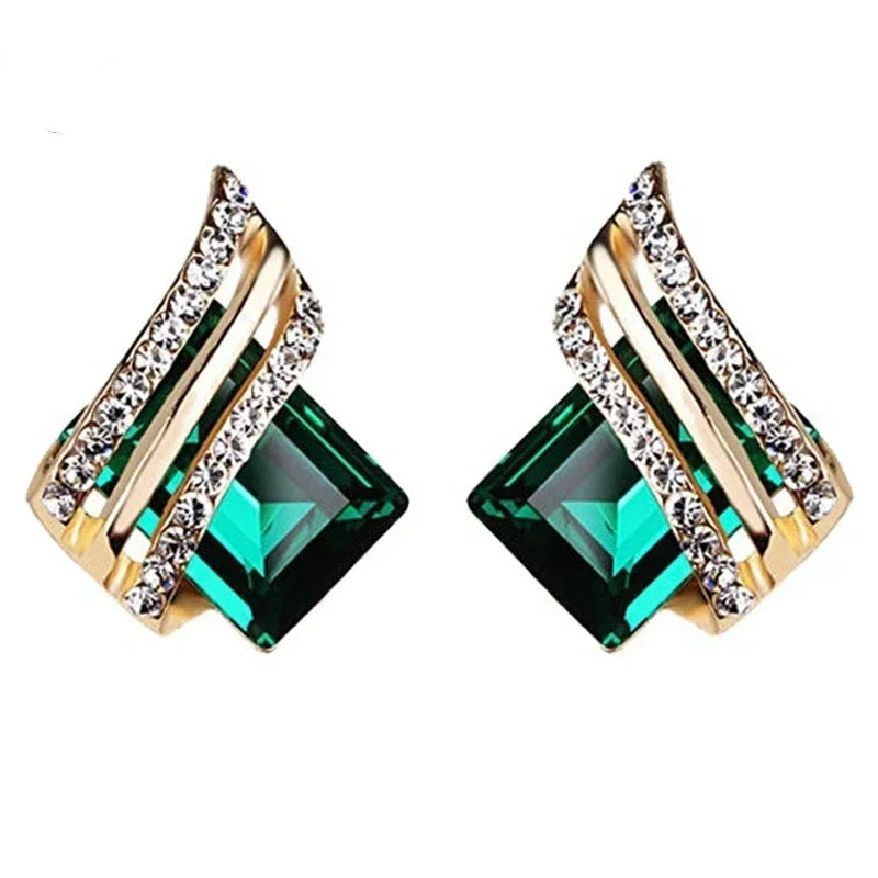 Gold-plated Zircon Earring Crystal  Engagement  for women