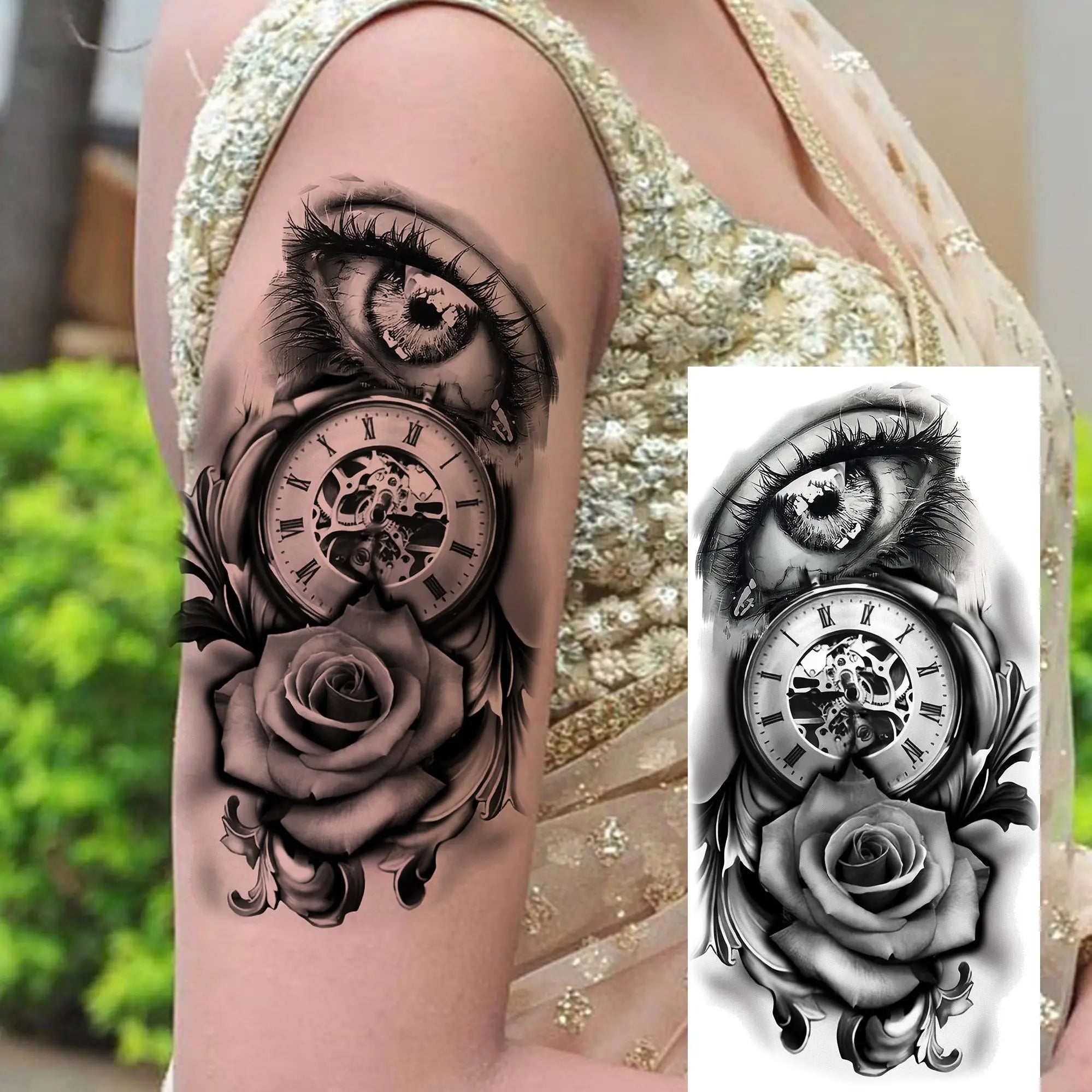 Premium Waterproof Realistic Tattoo Sticker – Majestic Lion & Tiger Designs for Arm & Leg