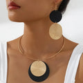 Heavy Metal Swirl Charm Choker & Earrings Set – Elegant Geometric Jewelry Suite