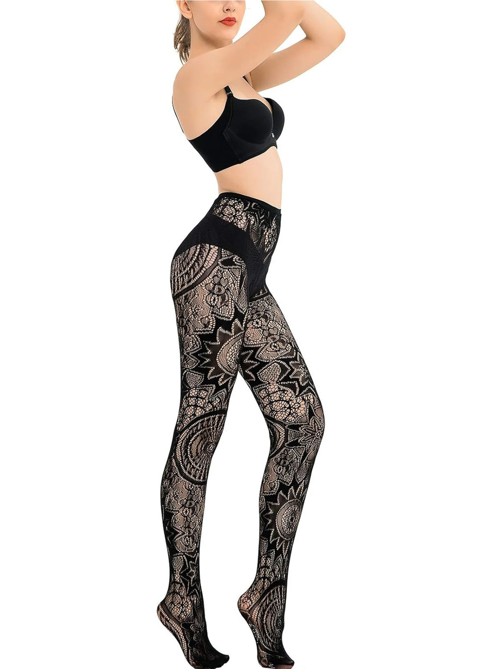 Obsidian Mesh: Tattoo-Lace & Hollow Fishnet Pantyhose