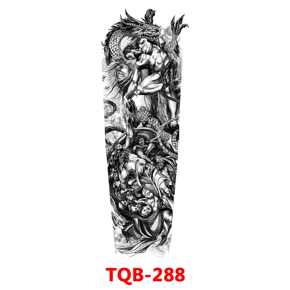 Large Waterproof Full Arm Temporary Tattoo – Intricate Totem & Geometric Sleeve Sticker