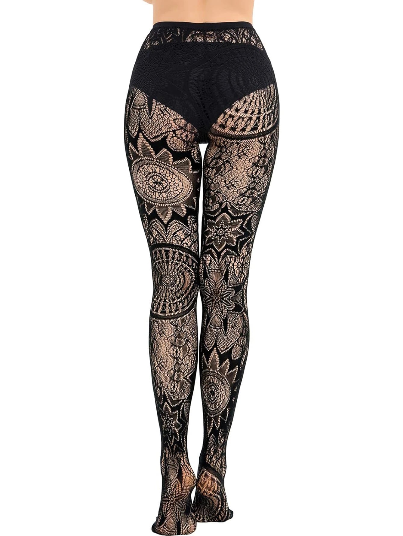 Obsidian Mesh: Tattoo-Lace & Hollow Fishnet Pantyhose