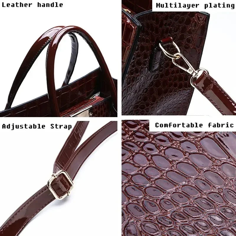 Signature Crocodile Texture Shopper – Sophisticated Luxury Work Tote