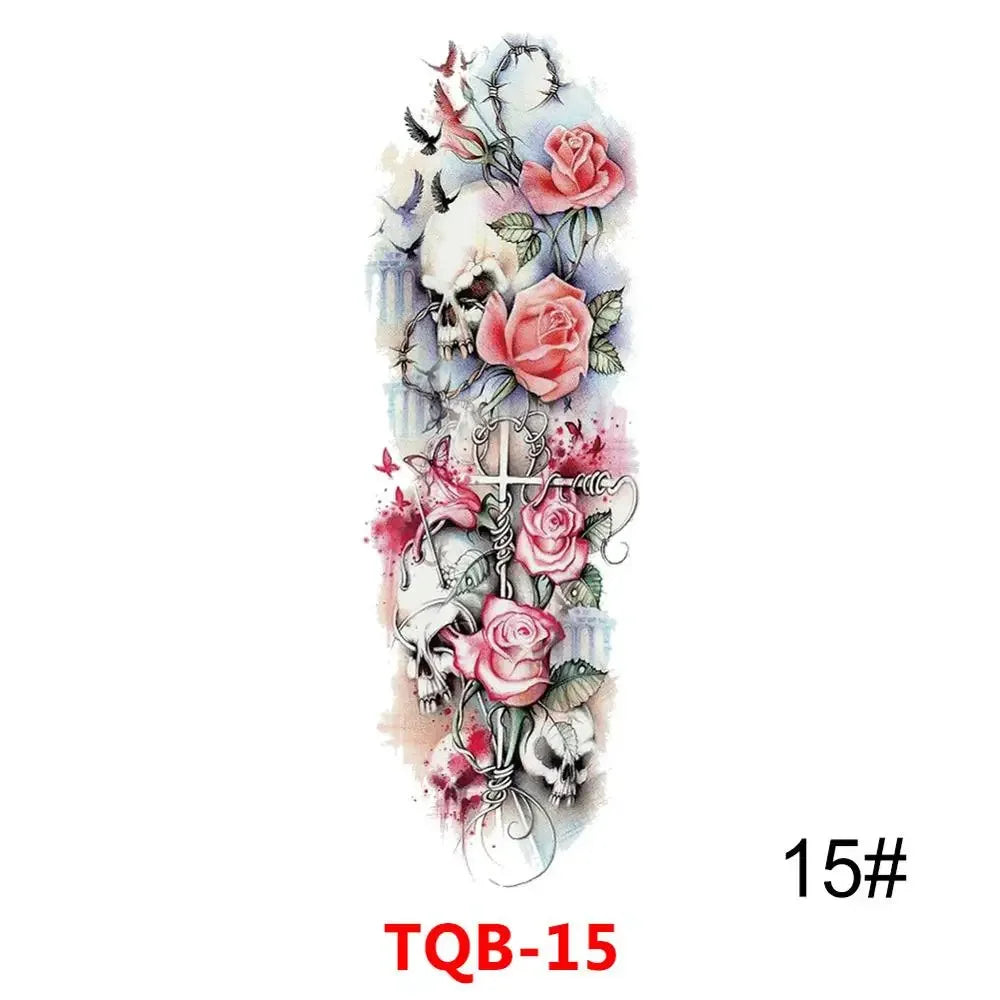 Unisex Full Arm Temporary Tattoo Sticker – Premium Old School Skull Body Art