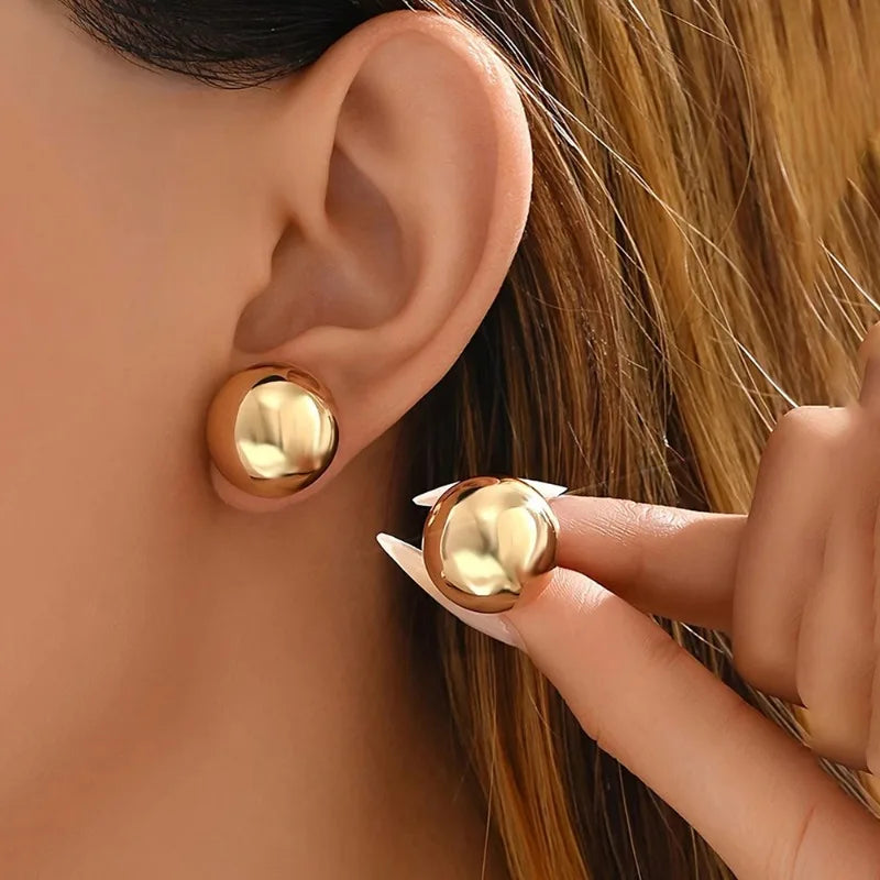 Bold Dome Ball Studs – Trendy Geometric Fashion Earrings for Her