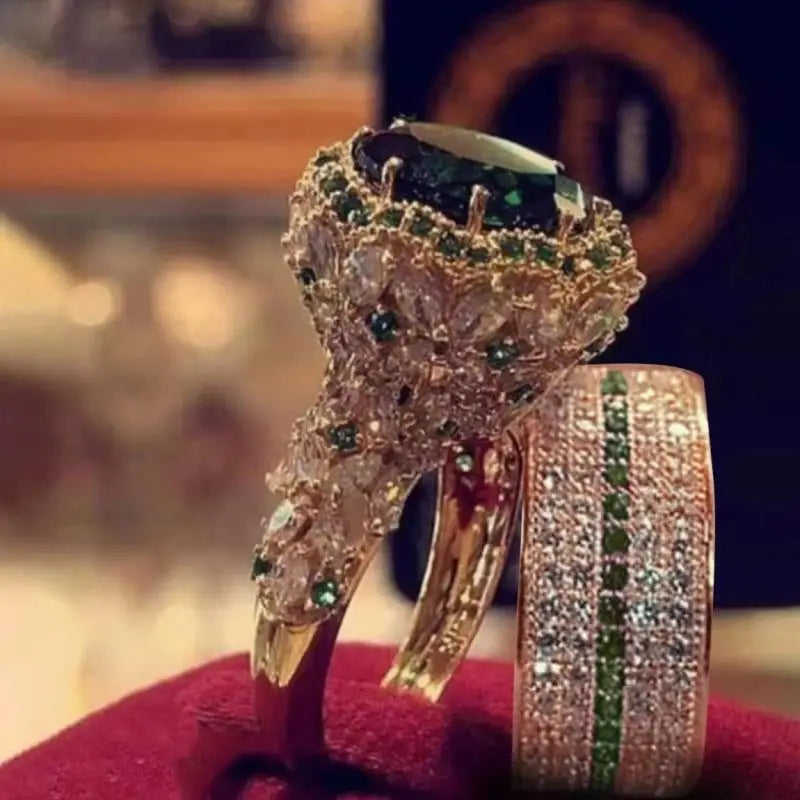 Princess Cut Cubic Zirconia Bridal Ring Set – Elegant Wedding Band & Engagement Ring for Her