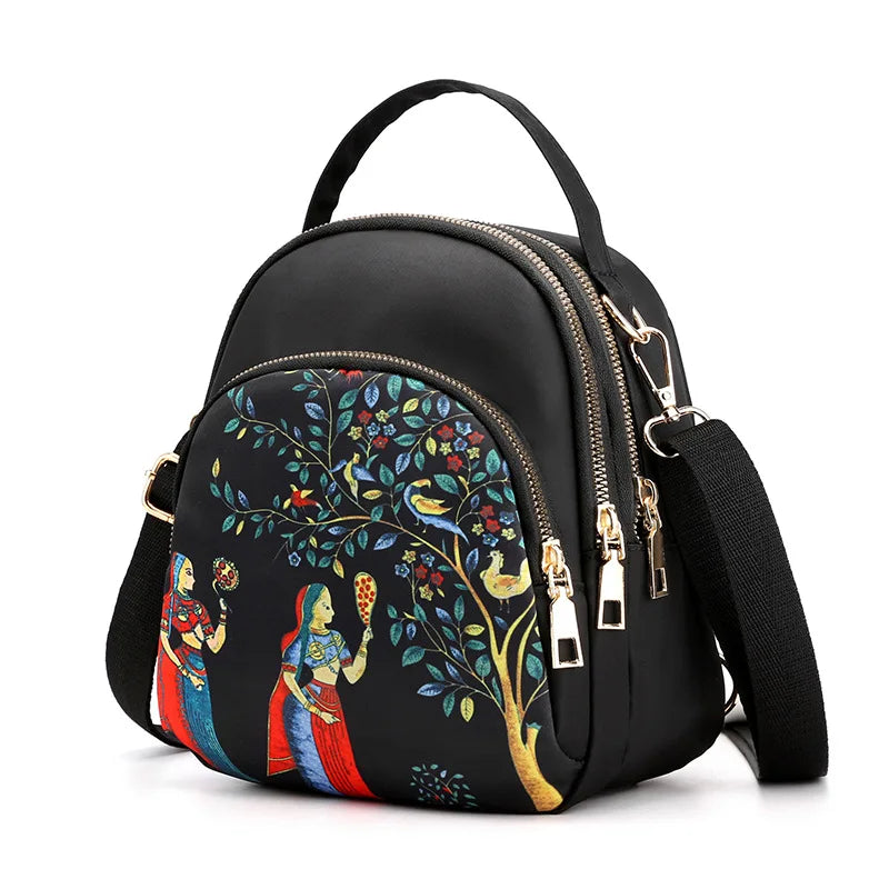 Smaller, structured bags with adjustable, branded straps.