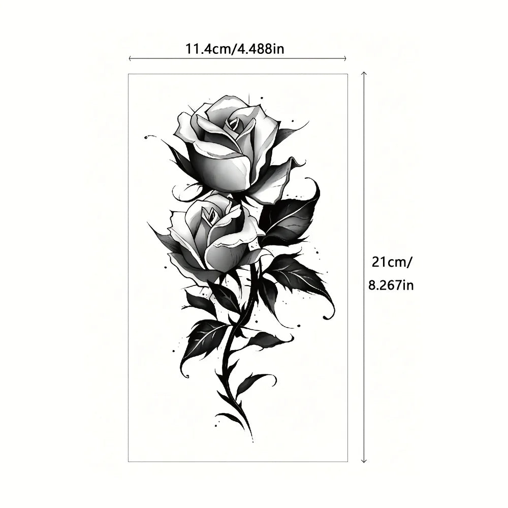 The Botanical Collection: 2-Pack Black Butterfly & Flower Temporary Tattoos for Effortless Style